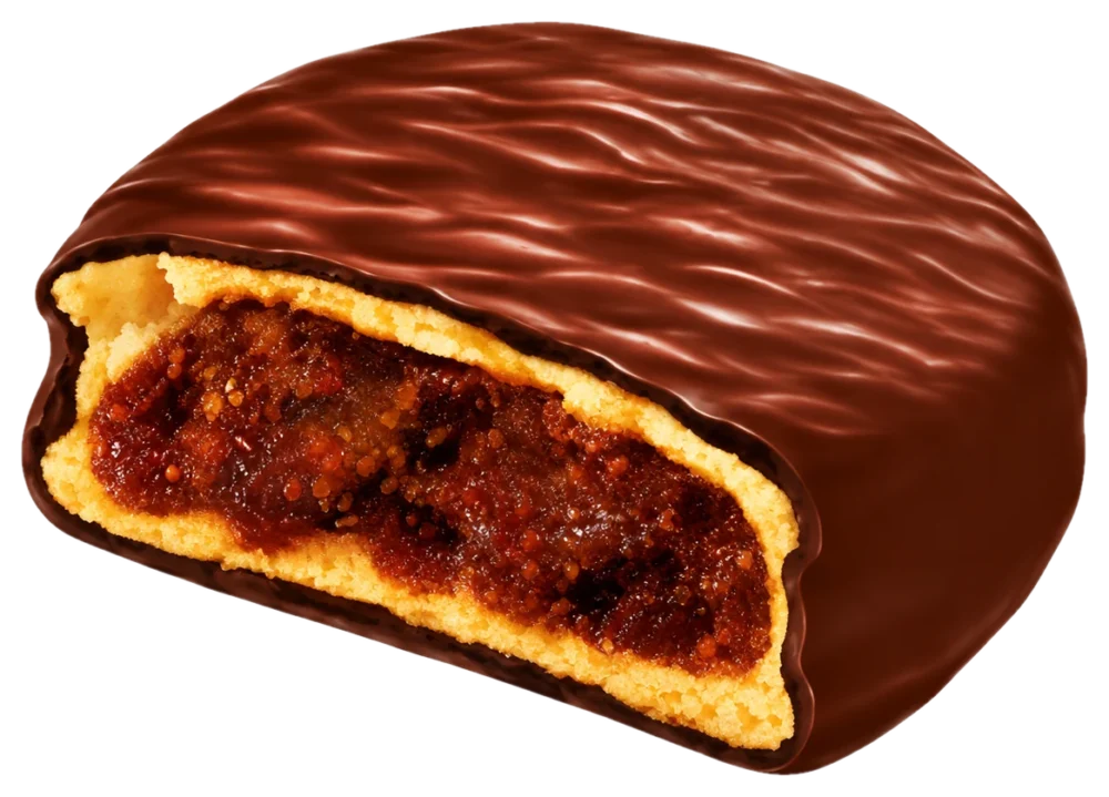 Mit Schokolade überzogen